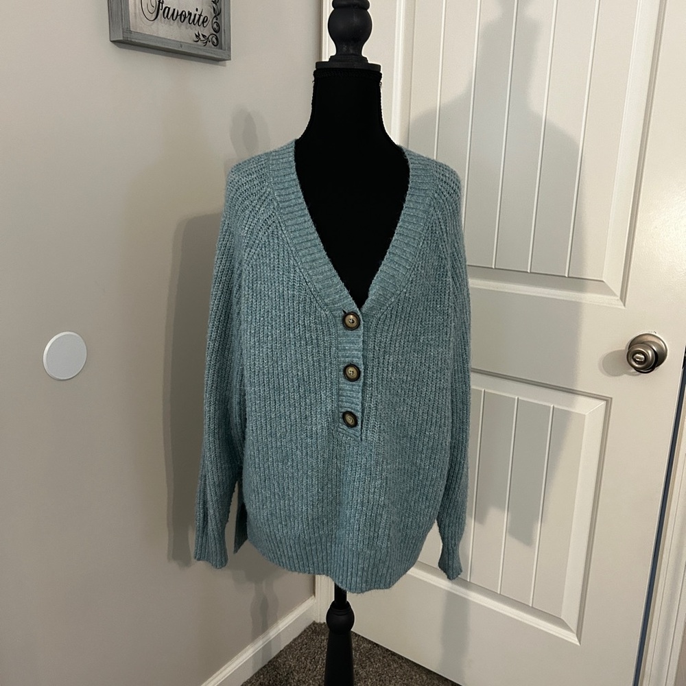 Falls Creek Teal Button-Up Cardigan